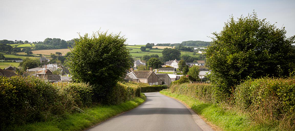 Roadside view leading towards Westra in Dinas Powys, Vale of Glamorgan